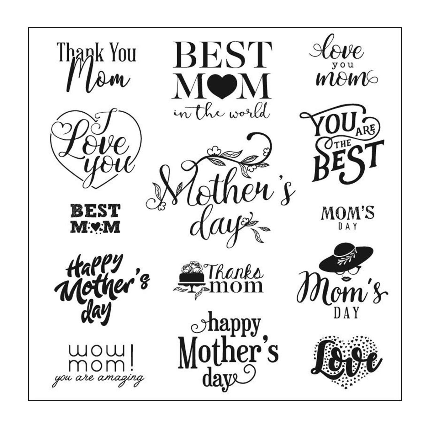 Arrietty Mother's Day Phrase Sentiment Clear Stamps for Card Making or Journaling Mom Day Mothers Day Rubber Stamps for Scrapbooking Gift Tags and Paper Crafting Decoration