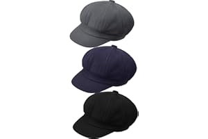 SYHOOD 3 Pcs Women Newsboy Cap Adjustable Winter Warm Hats Visor Beret Soft Wool Fashion Vintage Hat Octagonal Cap