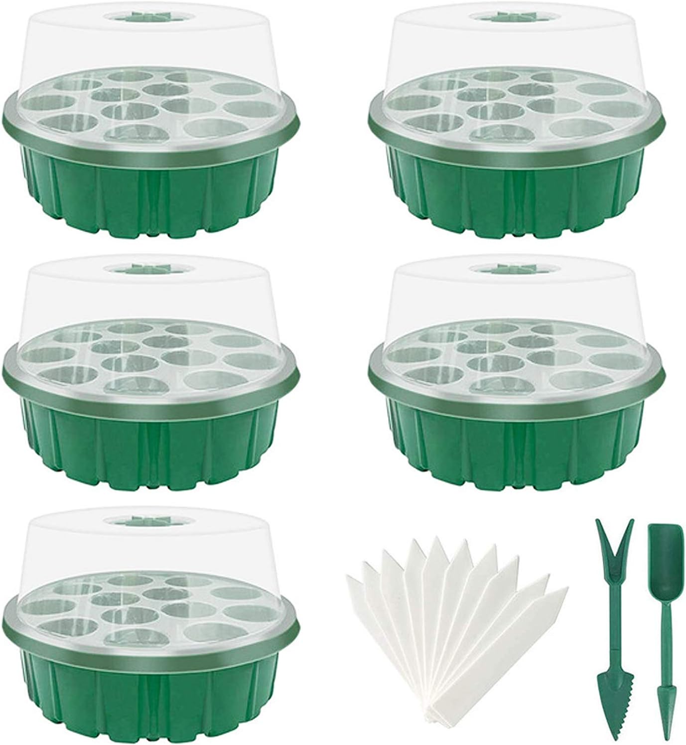 5 Set Seedling Tray,Thicken Seed Sprouting Trays with Lid Each 13 Cells Seedling Nursery Tray