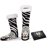 HERYEBING Mens Fuzzy Slipper Socks with Gift Box - Cozy Warm Non-Slip Funny Indoor Christmas Socks Gift for Men