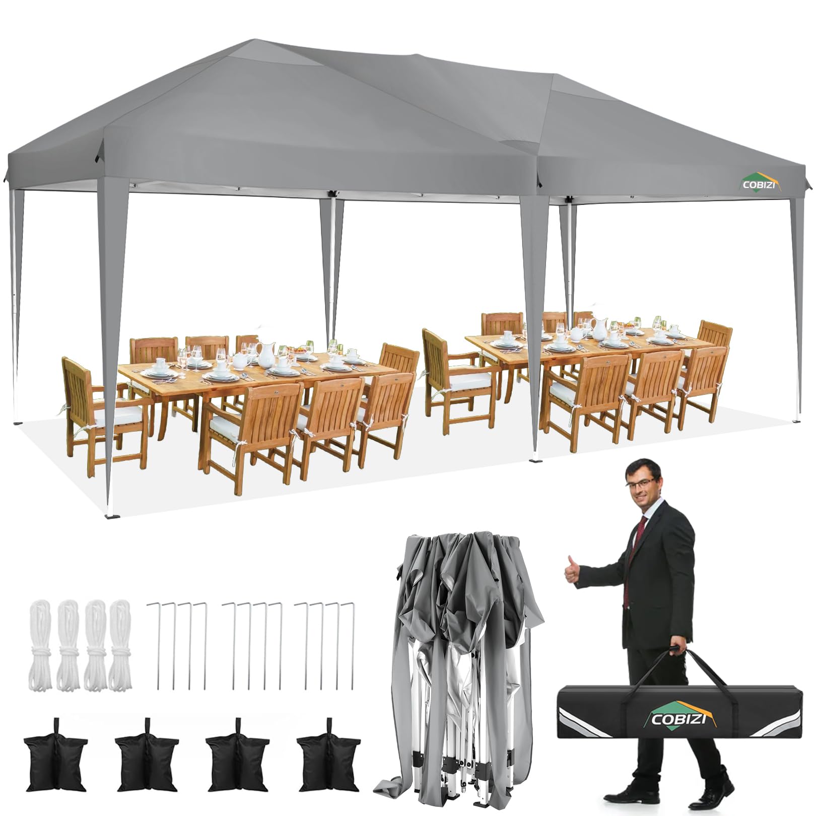 COBIZI 10x20 Pop Up Canopy Tent - Easy Set Up