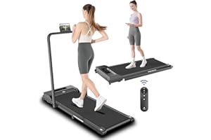 NXSCI Walking Pad Treadmill, Foldable Treadmills with Handle Bar, 2.5HP Portable Folding Treadmill with Remote Control, 2 in 1 Under Desk Treadmill for Home Office, Small Treadmill, 300lb