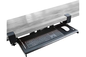 ErgoActive MDF Wooden Under Desk Keyboard Tray, Clamp On Easy Install, Includes Mouse Pad, Ergonomic Wood Keyboard Tray for O
