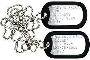 YIPPO ACCESSORIES Top Gun "GOOSE" Stainless Steel Military Dog Tag Set Cosplay Halloween Costume Prop