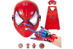 JEEMITER Super Hero Spider Toys for Boys 4-6, Spider Mask,Web-Shooters, Spider Hero Capes, and More - Perfect for Role-Playing, Parties, and Gifts for Kids (TCAL)