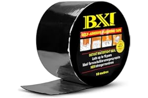 BXI Flashing Roll Tape Membrane, 4 inches X 32 Feet Thick Waterproof Patch Seal Tape, Self-Adhesive SBS Modified Rubberized Asphalt, Deck Seam Joist Leak Sealant for Roof Window Gutter Repair Outdoor