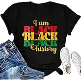 FCGHSII Black History Shirts for Women: African American T-Shirt Tops Black History Month Short Sleeve