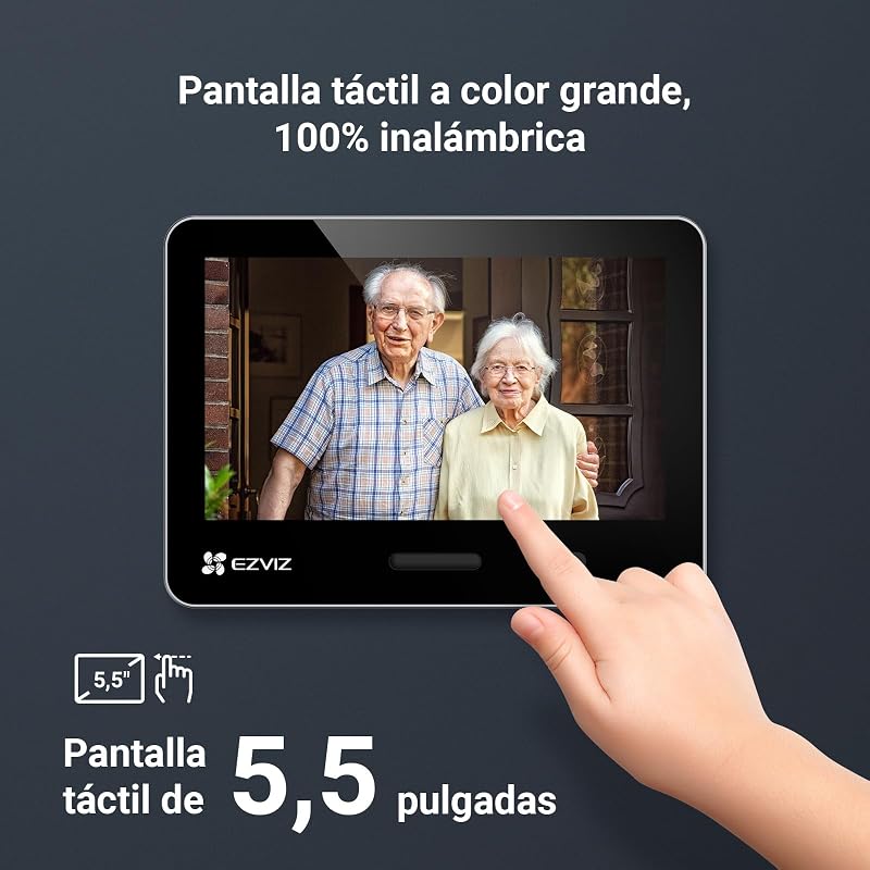 EP4 4K WiFi Digital Peephole para porta, ecrã tátil a cores de 5,5", campainha de vídeo sem fios, reconhecimento facial por IA, 7100 mAh, deteção PIR, áudio bidirecional, privacidade protegida, prateado