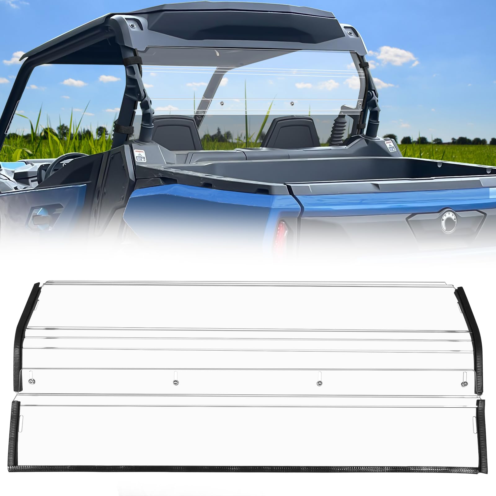 Photo 1 of StarknightMT 2021+ Commander Rear Windshield, Commander Back Window Windscreen Compatible with 2021 2022 2023 2024 Can Am Commander& Commander Max 700 1000R Heavy Duty Clear