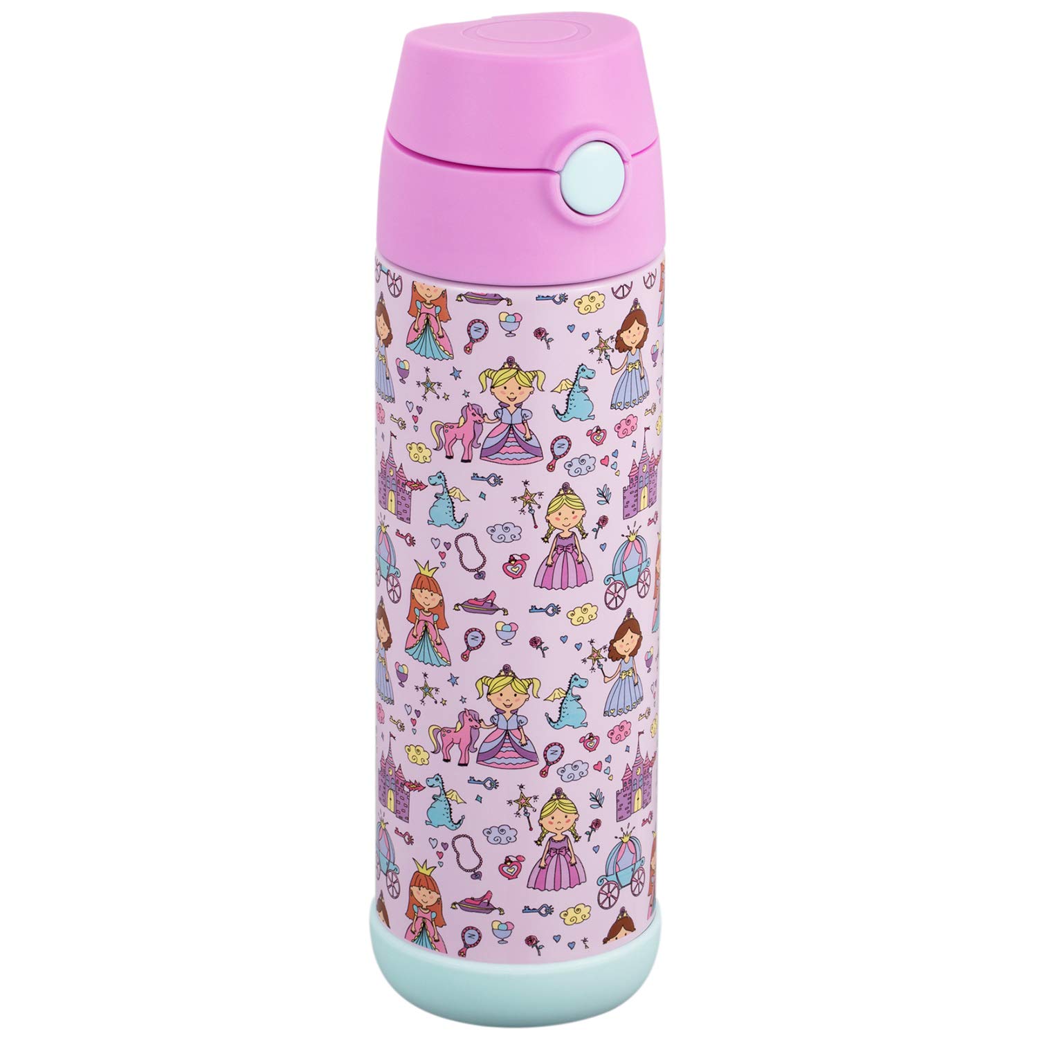 Snug Kids Flask - Stainless Steel Insulated Water Bottle with Straw for Children/Toddlers (Girls/Boys) - Princess, 500ml