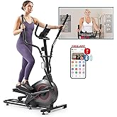 Sunny Health &amp; Fitness Smart Upright Elliptical Machine with Pulse Sensor | Full Body Workout, Adjustable Magnetic Resistance, Low Impact, Dual Handlebar, Digital Monitor, App Connectivity