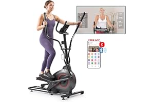 Sunny Health & Fitness Smart Upright Elliptical w/Pulse Sensor Built-in, Indoor Full-Body Cross-Training & Cardio Exercise Machine for Home, Free SunnyFit App Connection, Optional Long Stride Length