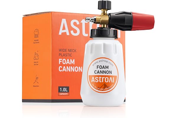 AstroAI Foam Cannon, Heavy Duty Car Foam Blaster Wide Neck Adjustable Snow Foam Lance and Thick Foam for Pressure Washer 1/4"