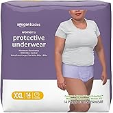 Amazon Basics Postpartum Incontinence Underwear for Women, Maximum Absorbency, Fresh Protection, Bladder Leak Protection, Disposable, XX-Large, Lavender, 14 Count