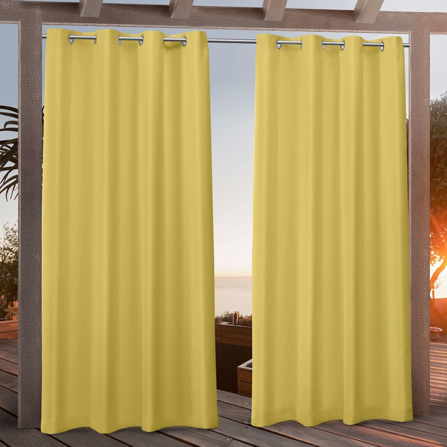Outdoor Curtains - Nicole Miller Canvas Indoor/Outdoor Grommet Top Curtain Panel, 54
