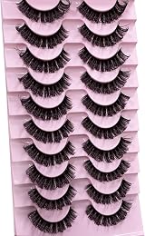 CNMTCCO False Eyelashes 10 Pairs Russian Strip Lashes D Curl Wispy Dense Faux view 4