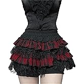 Twfsgirl Women's Goth Y2K Layered Skort Mini Skirt - Ruffled High Waisted Punk Skater Disco