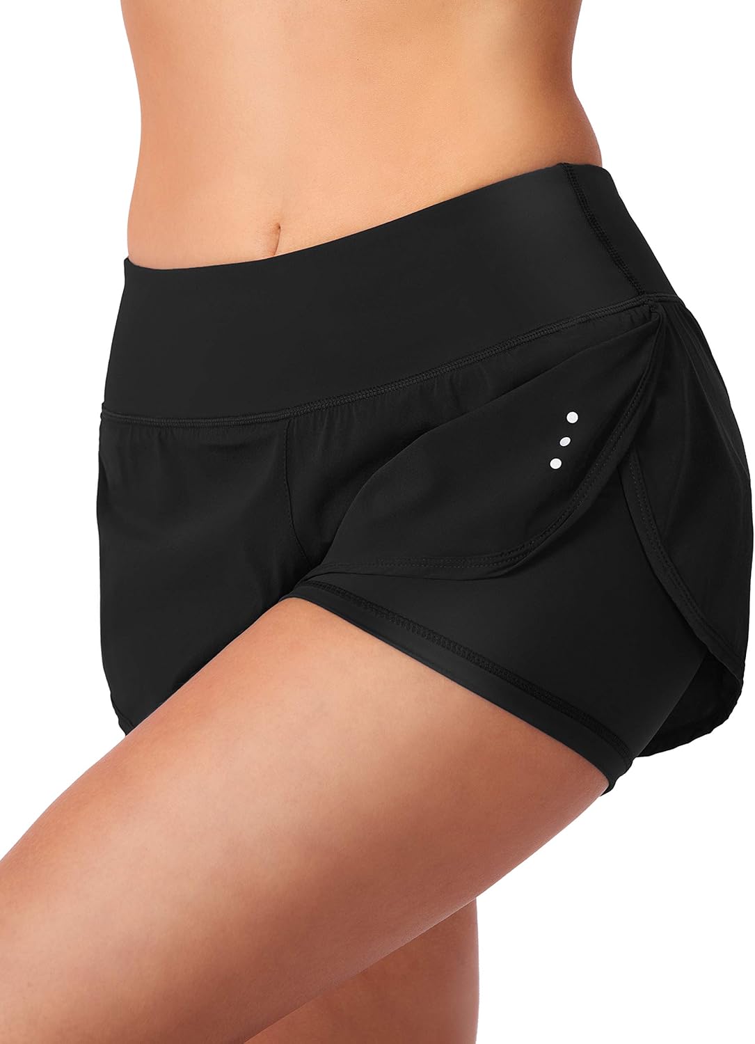 Women’s 2 in 1 Running Shorts Workout Athletic Gym Yoga Shorts for Women with Phone Pockets: Clothing