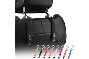 Purse Hook Holder for Car - 2 Pack Genuine Leather Car Back Seat Handbag Hidden Hanger Headrest Hooks for Purses and Bags