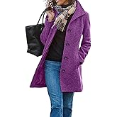 chouyatou Women's Winter Wool Blend Pea Coat Single Breasted Stand Collar Casual Trench Coat Overcoat