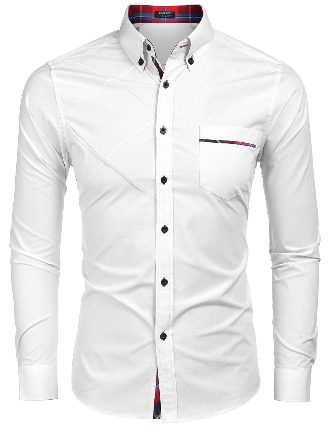 white slim fit dress shirt men