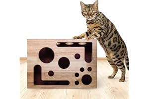 Cat Puzzle Enrichment Box with Scratcher, Cat Nail File Enrichment Box, Nail File Stress Free Alternative to Clippers and Gri