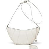 DORIS&JACKY Leather Croissant Crossbody Purse for Women's Designer Goatskin Crescent Shoulder Bag With Two Detachable Straps