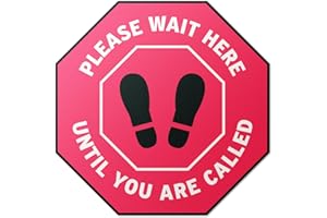 101SIGNCITY - 12"x12" Vinyl Floor Decals, 2-Pack, "Please Wait Here Until You Are Called" – Anti-Slip Beveled Coating, Red & 