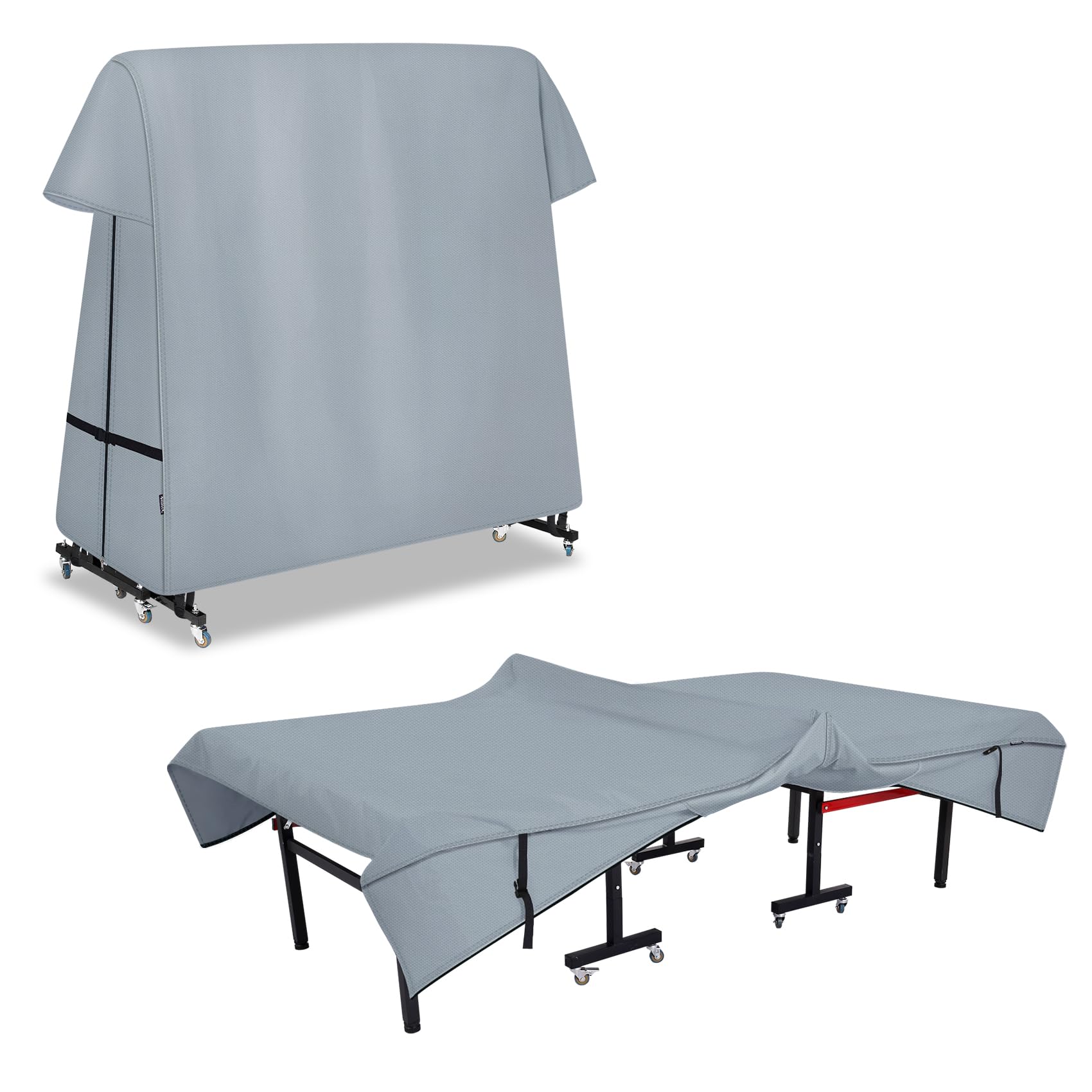 Photo 1 of STEECA Ping Pong Table Cover Outdoor Waterproof, Dual Function Table Tennis Cover Fits Both Folding Tables and Flat Tables Indoor & Outside 68"L x 6"/30"W x 62"H, Grey