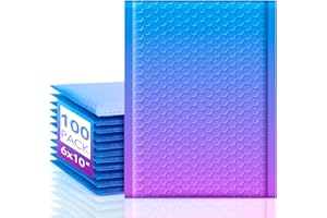 Fuxury Cute Design Bubble Mailers 6x10" 100 Pack Opaque Padded Envelopes Usable Size 6x9" Self Seal Pattern Shipping Envelopes for Mailing Jewelry Makeup Cards #0 Thick Bubble Padded Mailer BluePurple