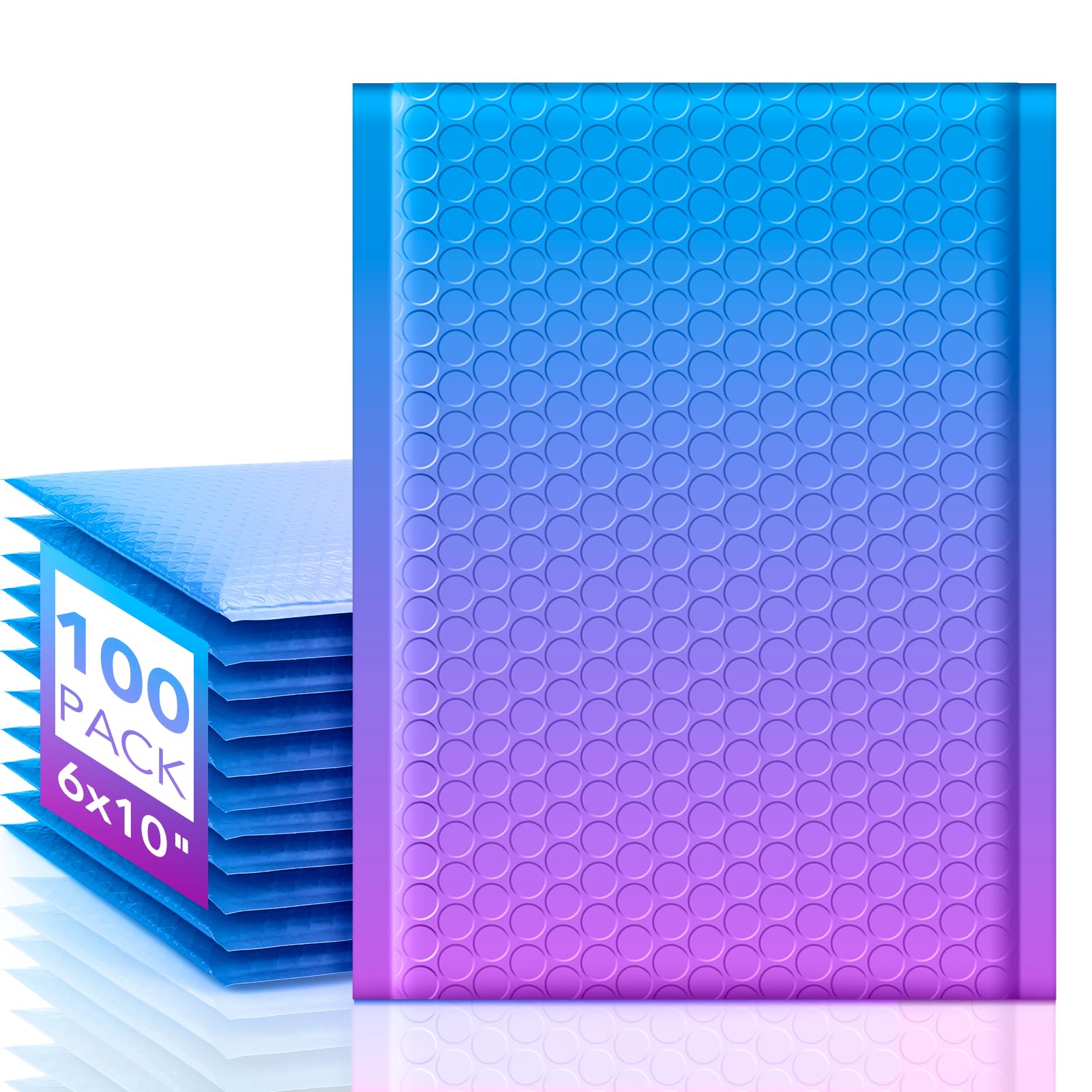 Photo 1 of Fuxury Cute Design Bubble Mailers 6x10" 100 Pack Opaque Padded Envelopes Self Seal Pattern Shipping Envelopes for Mailing Jewelry Makeup Cards #0 Thick Bubble Padded Mailer BluePurple