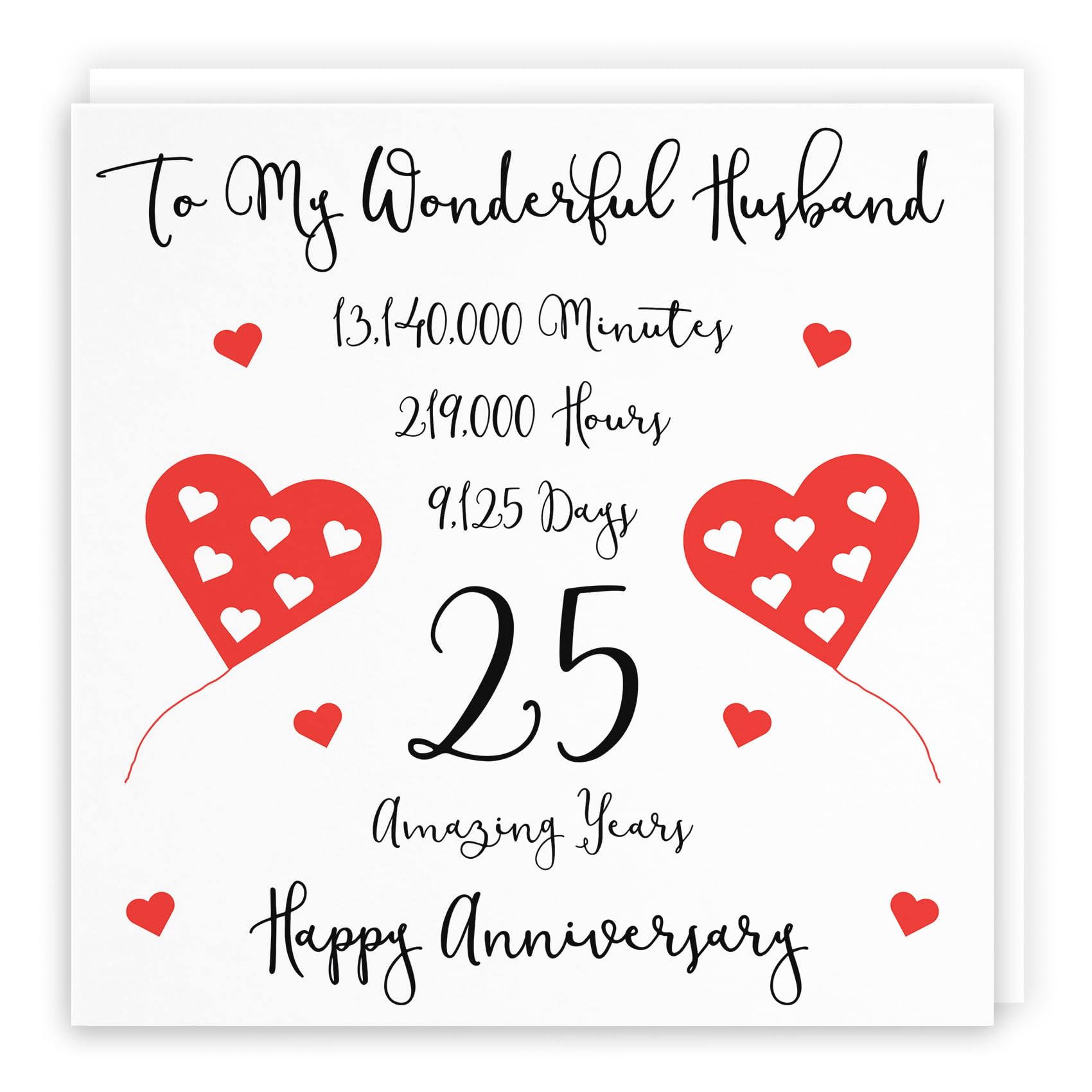 Hunts England - Romantic Husband 25th Wedding Anniversary Card - To My Wonderful Husband - 25 Amazing Years - Timeless Collection - Fun Cute Card — image 1