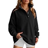LOMON Sweatshirts for Women Button Mock Neck Pullover Tops | Soft Oversized Sweatshirts, Fleece Pullover Tops, Cute Teen Clothes, Casual Work Outfits, 2026 Trendy Fall Winter Clothing