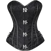 Charmian Women's Steampunk Gothic Brocade Steel Boned Bustier Corset with Buckle