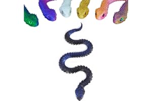 Nemoro 3D Printed Articulated Snake – 29.5'' Crystal-Like Movable Snake– Realistic Slithering Design, Collectible Articulated Model (Black Blue)