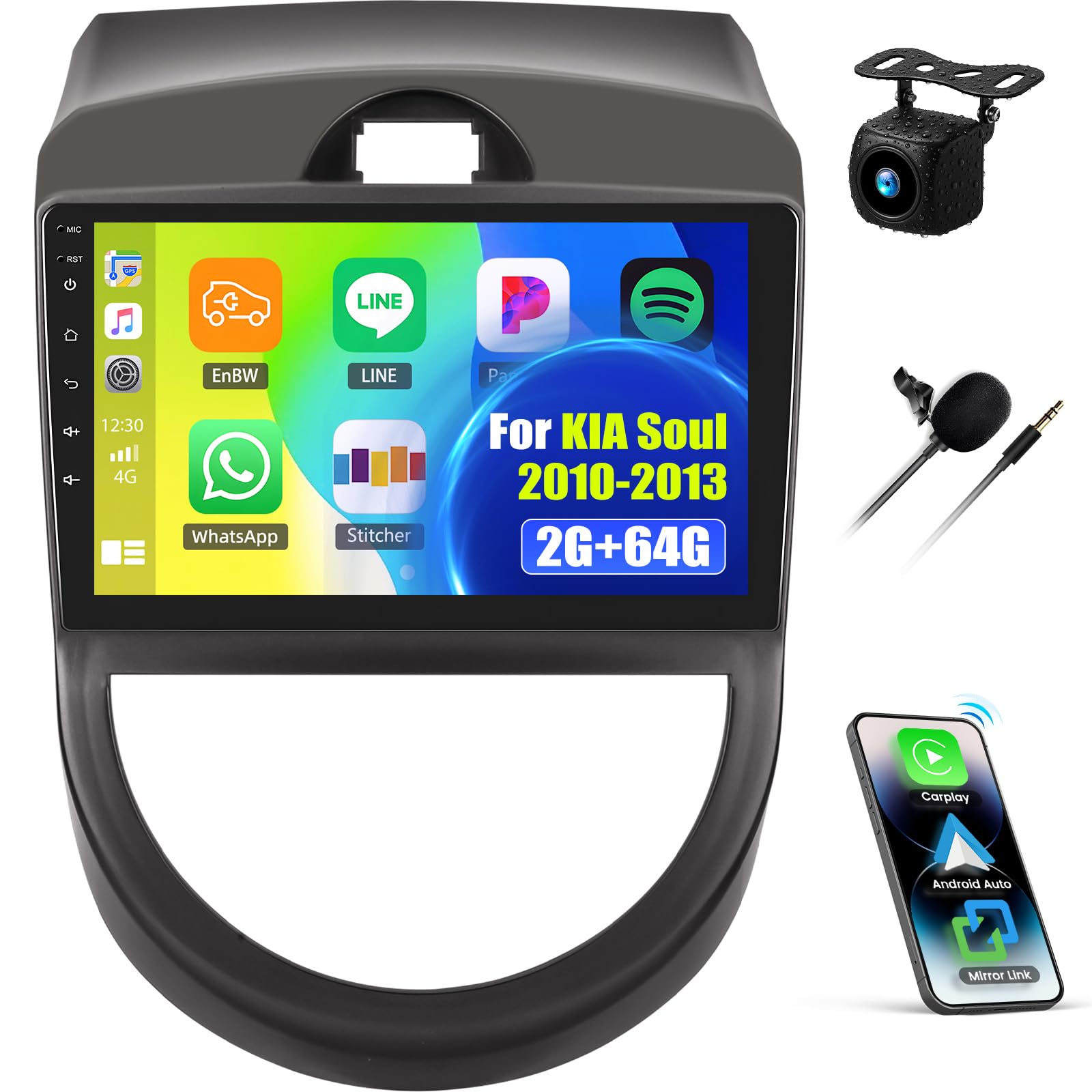 Photo 1 of *MINOR DAMAGE - USED*
SIXWIN Android Car Stereo for KIA Soul 2010-2013 with Wireless CarPlay Android Auto Mirror Link 2G+64G 9 Inch Touchscreen Bluetooth GPS Navigation WiFi FM Backup Camera MIC