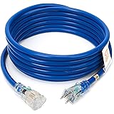 15-FT 12/3 Heavy Duty SJTW Indoor/Outdoor Extension Cord by Watt's Wire - Blue 15' 12-Gauge Grounded 15-Amp Three-Prong Power