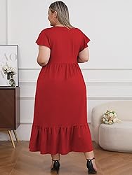 Moon Wood Women's 2025 Plus Size Casual Dress Crew