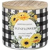 Sunflower Candle, Fall Candles, Sunflower Scented Candles Gift for Women, 3 Wicks Large Candle, 14 oz