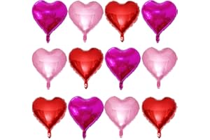 LHOAVWE Red Heart Shaped balloons Pack of 12,18 Inch Hot Pink Love Valentine Balloons Pink Heart Romantic Balloons For Valentines Day Propose Marriage Wedding Bridal Shower Engagement Party Decorations