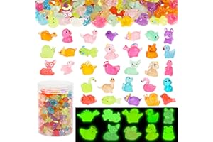 GWAHSA 240 Pack Mini Resin Animals, Glow in The Dark Tiny Animals Figures to Hide Luminous Small Plastic Miniature Little Ducks Bulk for Office Home Garden Micro Landscape Aquarium Potted Dollhouse Decor