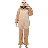 LATH.PIN Animal Plush Fleece Zipper Onesie Adult Costume Unisex Pajama Loungewear Zip Up Sleepwear