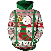 Arvilhill Mens Christmas Hoodies Funny Ugly 3D Printed Graphic Unisex Pullover with Pocket (S-3XL)