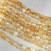 Natural Stone Beads Square Faceted Beading Yellow Jade Gemstone Topaz Loose Beads for Jewelry Making 7.9 inches 2 Strands