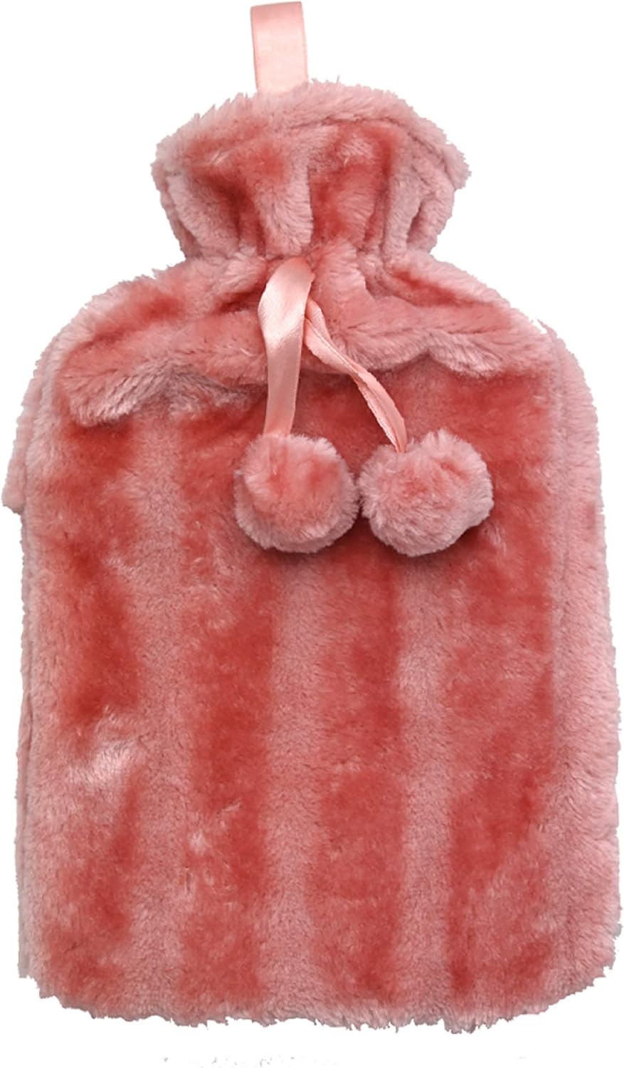 Ram® Large Cosy 2L Litre Rubber Hot Water Bottle with Faux Fluffy Cover Pink