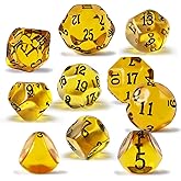 10 Pieces Odd Numbered Polyhedral Dice Set D3-D25, Odd Number Dice D3, D5, D7, D9, D11, D13, D15, D17, D19, D25 for Role Playing Table Games (Amber Set)