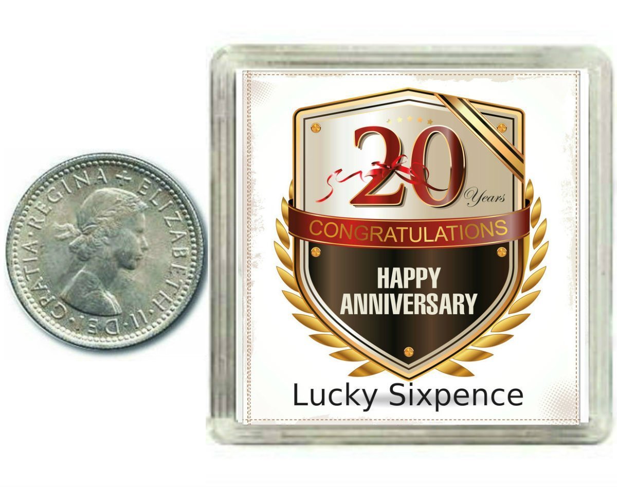 Lucky Sixpence Coin 20th China Wedding Anniversary Gift, great present idea