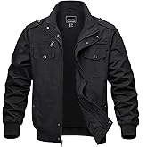 MAGNIVIT Men's Military Lightweight Army Windbreaker Cargo Jacket With Stand Collar, Zip Front, 7 Pockets - Cotton