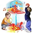 Toddler Basketball Hoop, 2 in 1 Sports Toy Set for Kids, Ring Toss Game with Music Sound, Baby Basketball Hoop for Indoor Play