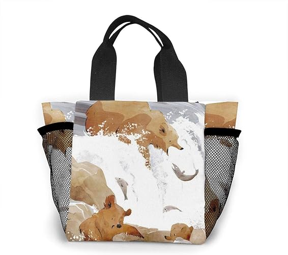 Amazon ランチバッグ エコバック 買い物バッグ 漫画 動物 かわいい イラスト 手提げ バッグ ト おしゃれ 手提げバッグ お弁当 かわいい Derrick Amanda エコバッグ 買い物バッグ